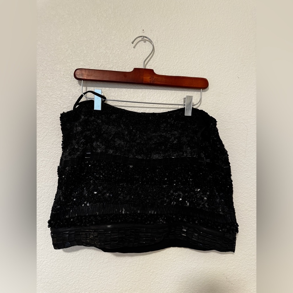 All Saints Black Sequin Mini Skirt